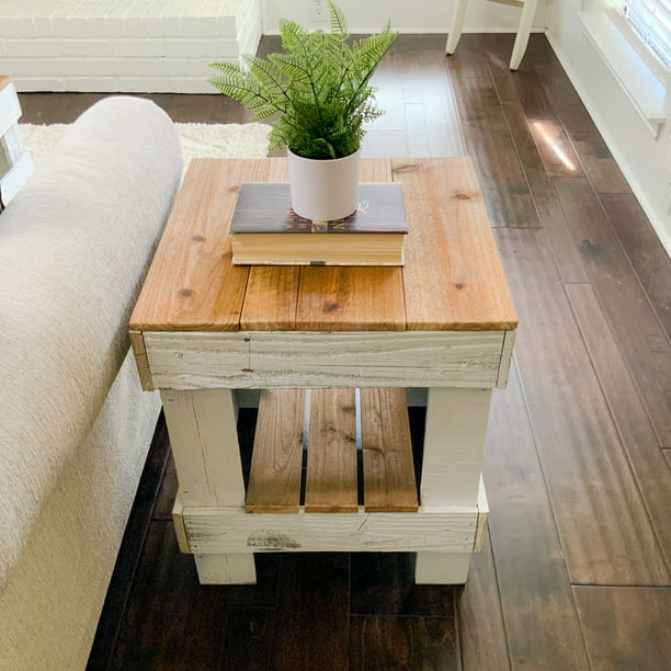 Woven Paths Reclaimed Wood End Table, Small Reclaimed Wood Side Table