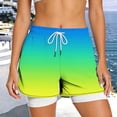thumbnail image 4 of Ailaofu Womens Gradient 2 in 1 Running Shorts Drawstring Elastic Waist Quick Dry Workout Shorts with Liner for Gym Training, 4 of 6