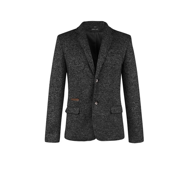 Blazer negro André Badi Grande jaspeado con carteras decorativas y parches de gamuza en codos 42-0295