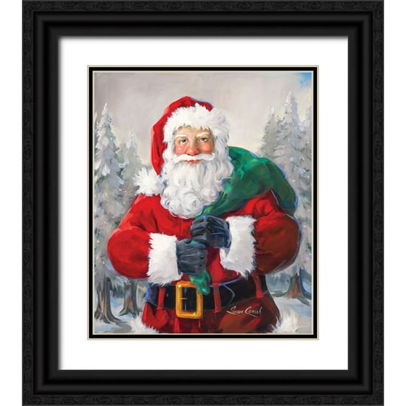 Comish, Susan 12x14 Black Ornate Wood Framed with Double Matting Museum Art Print Titled - Classic Santa