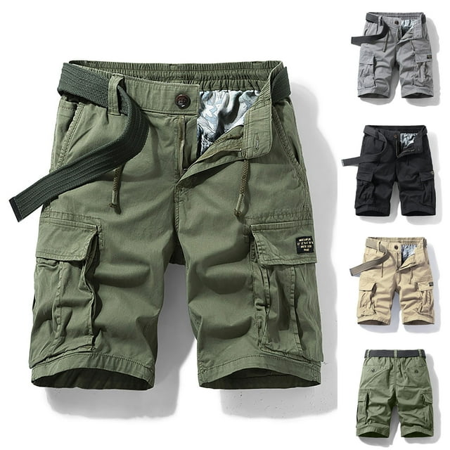 FRSASU Shorts de Randonnée pour Hommes Shorts de Golf Légers pour Travail Décontracté Voyage Shorts d'Extérieur avec Multiples Poches Fermeture Éclair devant Shorts de Sport Kaki