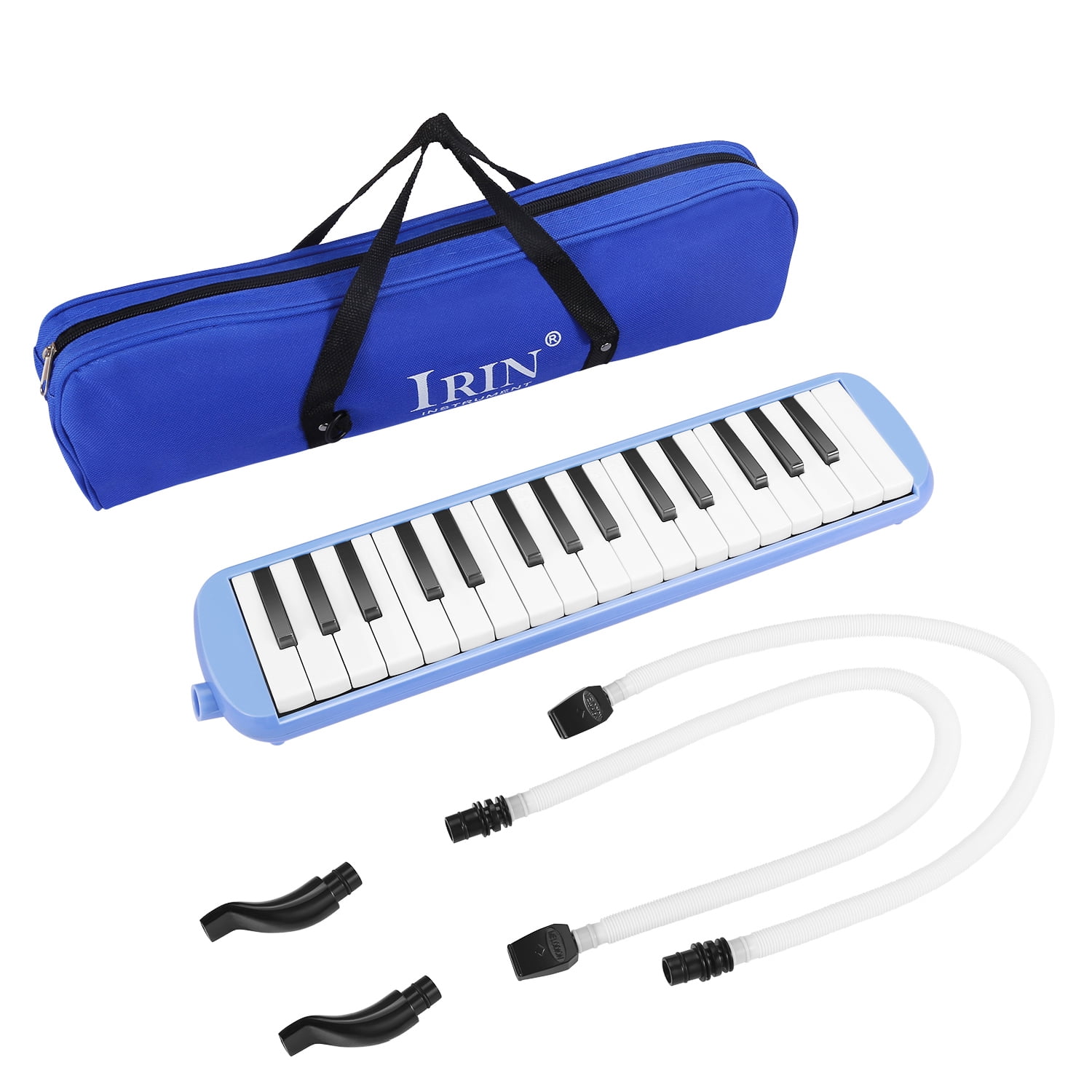 Blue Vilihy Melodica 32 Key Pianica Portable with Carrying Bag Short and Long Mouthpieces for Beginners Kids Gift 