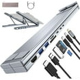 thumbnail image 1 of 8-in-1 USB C Laptop Docking Station Stand, Laptop Tablet Stand Adjustable, SD/TF Card Slots Fast Charging, Multiport Adapter Computer Cooling Stand, Cooling Riser Office Workstation Hub, 1 of 8