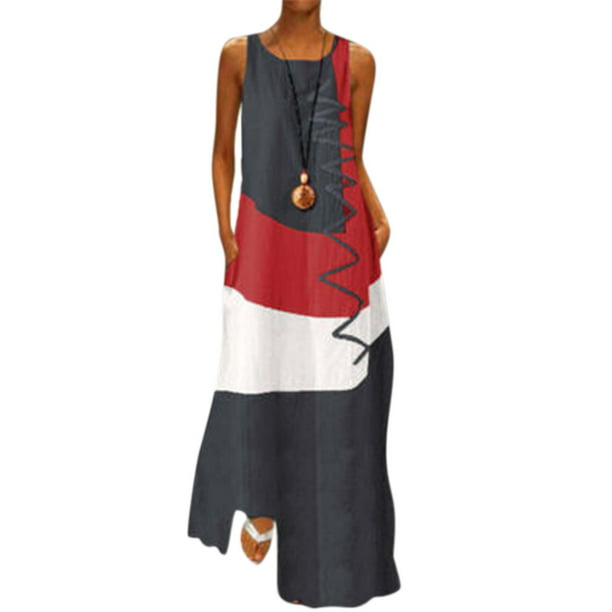 Women's Vintage Beach Maxi Dresses Plus Size Summer Casual Loose ...