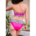 thumbnail image 1 of POGLIP Women's Pink Leopard Print Trim Bandeau Bikini, 1 of 6