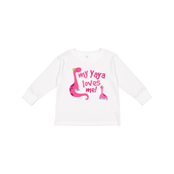 Inktastic My Yaya Loves Me Granddaughter Dinosaur Girls Long Sleeve Toddler T-Shirt
