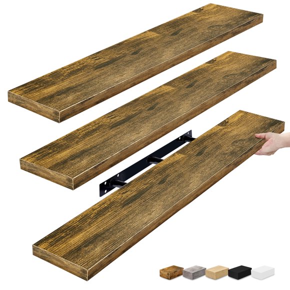Sorbus Floating Shelves for Wall - 3 Extra Long Floating Shelves for Bedroom, Kitchen, Living Room, Bathroom Shelves, Farmhouse Home Decor - 48 x 9 Inch Wall Mounted Floating Shelves for Wall