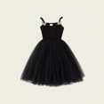 thumbnail image 4 of Robe Fille Enfants Tout-Petits Été Robe Princesse en Maille Unie Sans Manches Plage Fête Décontractée Robe Enfant Fille Noir 3 Ans-4 Ans, 4 of 5