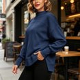 thumbnail image 6 of VBVC Women's Mock Neck Cropped Sweatshirt , Ladies' Side Slit Long Sleeve Pullover , Casual Fall Winter Tops For Women, S-3XL, 6 of 8