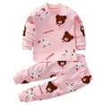 thumbnail image 3 of Cethrio Girls Cotton Pajama Sets, Graphic 2 PC Crewneck Long Sleeve Girls' Sleepwear Watermelon Red Size 6-12 Months, 3 of 4