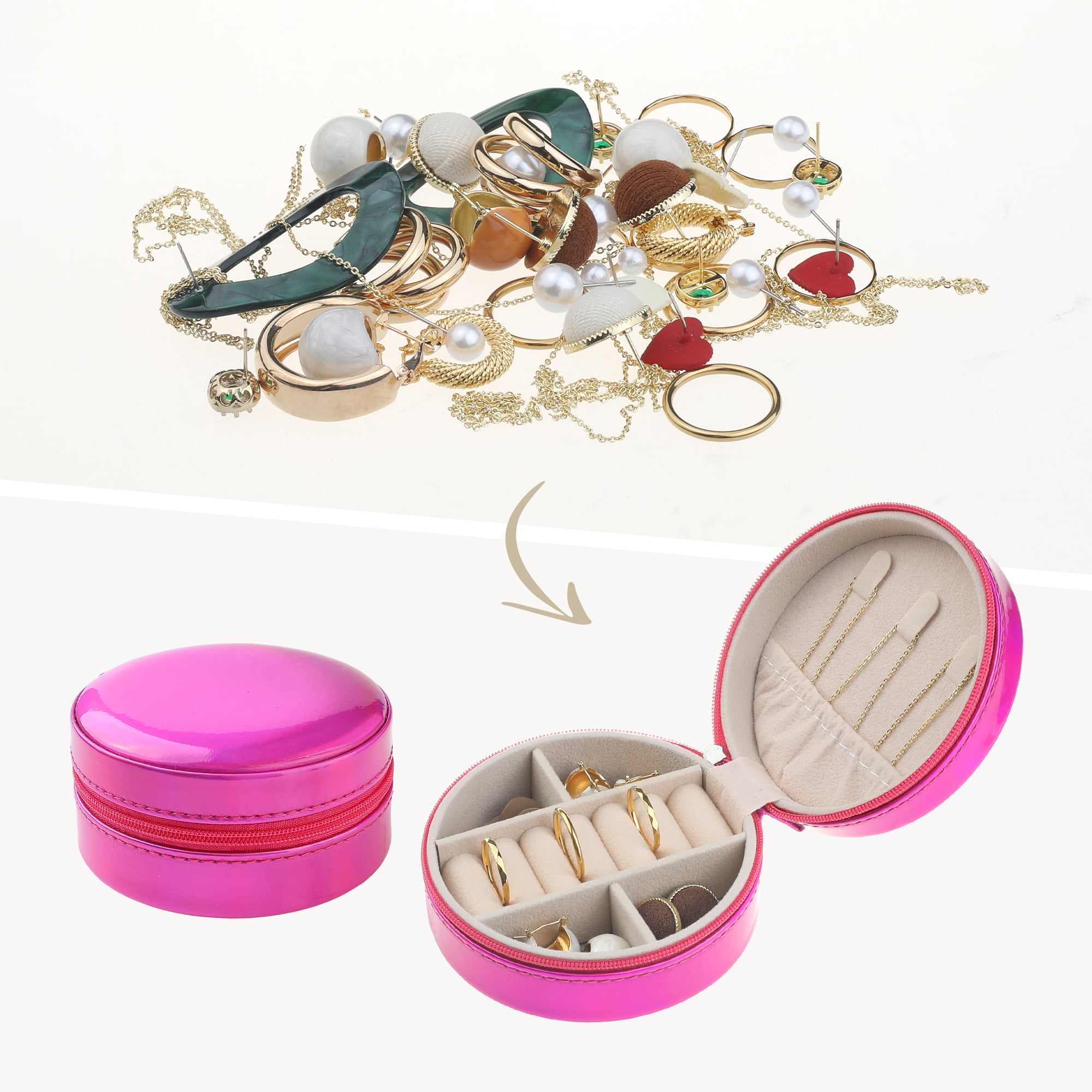 Unique Bargains Jewelry Box PU Leather Jewelry Organizer Storage Display Holder for Ring Rose