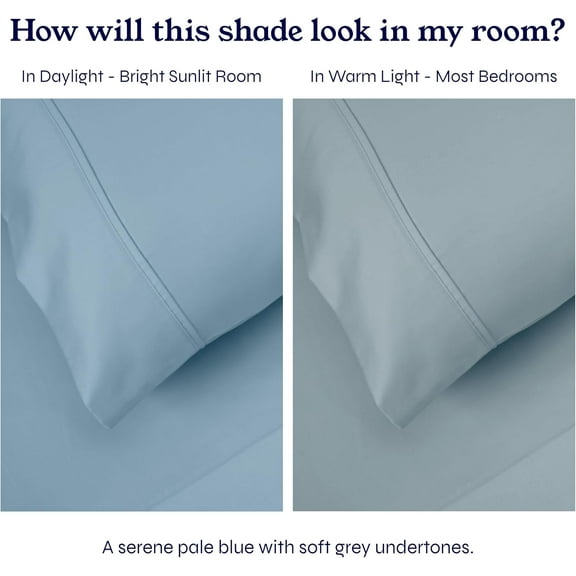 Split King Sheet Set for Adjustable Beds, 400 Thread Count 100% Cotton Sateen, Soft & Cooling, Deep Pocket Design, Sky Blue