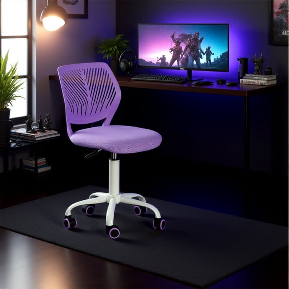 FurnitureR Adjustable Gaming Chair for Home Office – Ergonomic 360° Swivel Computer Desk Chair with Breathable Backrest, Height Adjustable, Modern Design for Gaming and Workstations, Purple