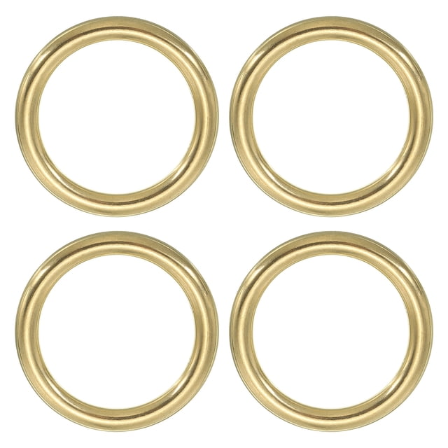 Unique Bargains Brass O Ring, 4 Pack 1.5' Inner Dia Solid Brass Round Ring for Leather Craft Purse