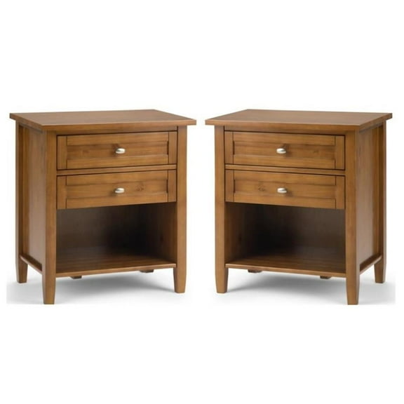 Home Square 2-Piece Wood 24" Transitional Bedside Nightstand Table Set