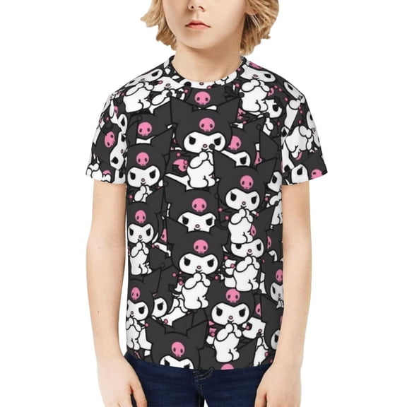 Sanrio Kuromi Kids T-Shirt 3d Printed Graphic T-Shirts Boys And Girls Short Sleeve Shirts For Youth Kids X-Small