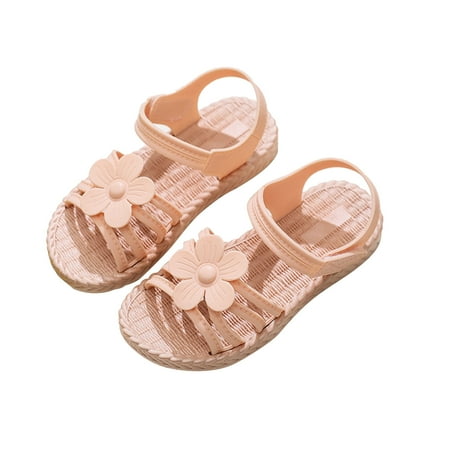 

CaComMARK PI Toddler Girl Sandals Clearance Summer Shoes Kids Sandals Soft Hollow out Non-Slip Sandals PVC Weave Flowers Shoes Gift for Children Cheapest Items on Sale Pink 8.5-9T