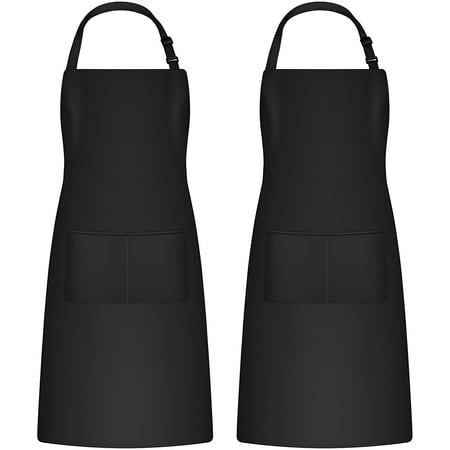 

Adjustable Bib Apron Waterdrop Resistant with 2 Pockets Unisex Cooking Kitchen Aprons for Chef Couple BBQ Painting (Black）