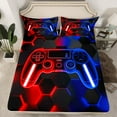 thumbnail image 2 of Erosebridal Red Blue Gamepad Sheet Set Twin, Gradient Geometric Bedding Sets Twin Size, Gaming Sports Twin Sheet Sets, Ultra Soft Bedroom Decor, 3pcs, 2 of 7