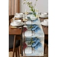 thumbnail image 4 of Blue Flower Table Runner 72 Inches, Modern Graffiti Paint Art Farmhouse Wood Grain Bed Runner Dresser Scarves Tabletop for Indoor Outdoor Parties/Ceremony/Banquet, 13" x 72", 4 of 8