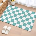 thumbnail image 1 of Turquoise Checkered Bathroom Mat 2x3 FT, Non Slip Small Kitchen Mat, Geometric Teal Buffalo Plaid Washable Soft Backed Front Door Throw Rug Non-Shedding Indoor Outdoor Doormat for Entryway Sink, 1 of 7