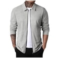thumbnail image 1 of Men's Solid Color Zipper Lapel Jacket Coat Men's Casual Fashion Warm CoatM, 1 of 4