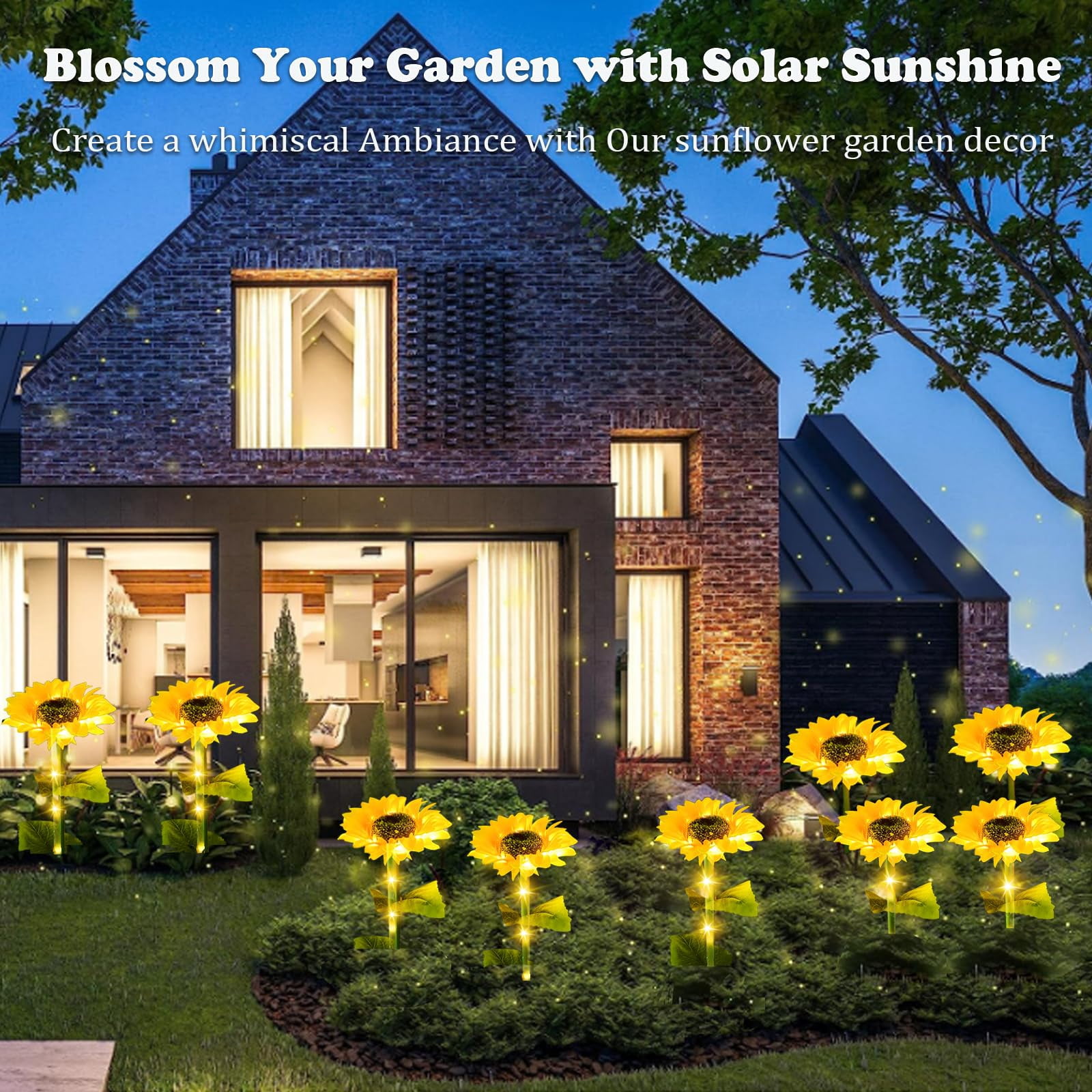 4 Packs Solar Sunflower Lights Garden Decor, Artificial Sunflowers Solar Garden Decorative Lights with Glowing Stems,Waterproof Solar Outdoor Lights for Lawn, Patio, Yard, Pathway