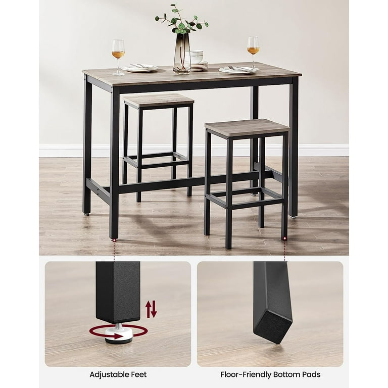 VASAGLE Bar Table Set, Bar Table with 2 Bar Stools, Dining table