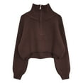 thumbnail image 4 of XIAOCHA Womens Sweaters Minimalist Half Zip Turtleneck Short Pullover Sporty Sweater Winter Solid Color Soft Loose Long Sleeves Knit Blouses, 4 of 5