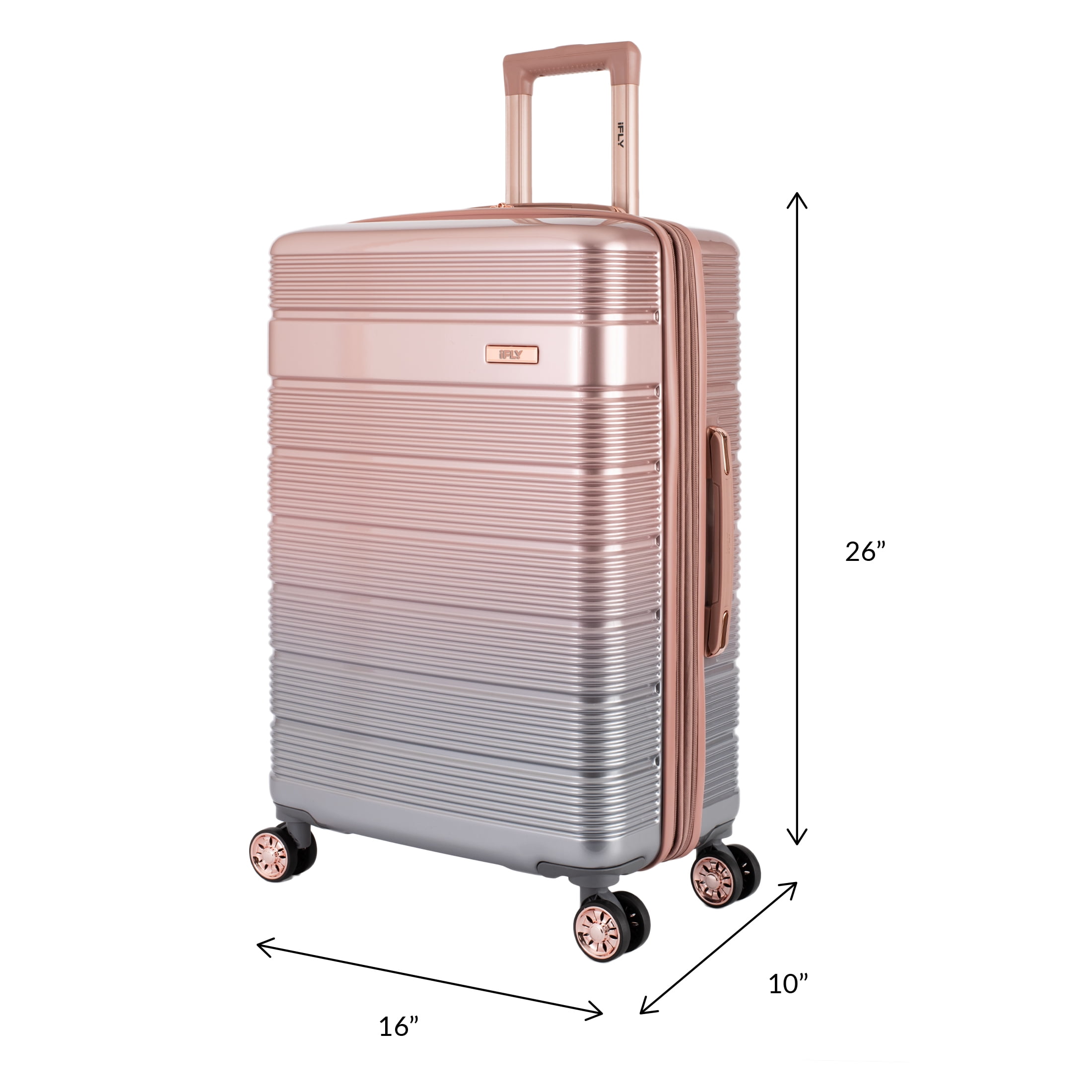 iFLY Spotlight 24" Medium Checked Hardside Luggage – Rose Gold Ombre