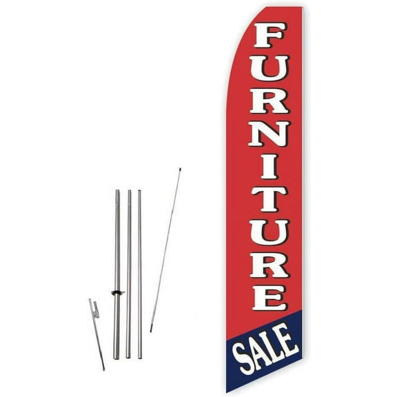 Furniture Sale Red/Blue Super Novo Feather Flag - Complete with 15ft Pole Set and Ground Spike