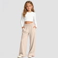 thumbnail image 2 of Sweatpants for Teen Girls Y2K Girls Wide Leg Pants High Rise Loose Fit Elastic Waist Drawstring Button Detail Solid Casual for School Travel, 2 of 5