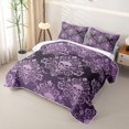 thumbnail image 3 of Homewish Boho Skull Skeleton Twin Quilt Set,Vintage Damask Twin Coverlet Set,Purple,Halloween Duvet,2 Pieces, 3 of 7