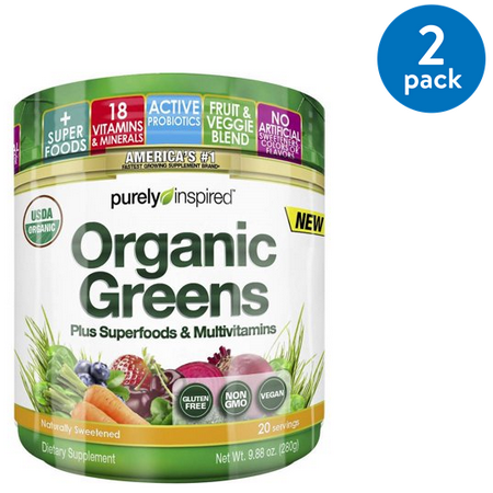 (2 Pack) Purely Inspired Organic Greens Superfood Powder, 9.9 (Best Organic Wheatgrass Powder)