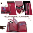 thumbnail image 7 of 2 In 1 Wallet Phone Case for Apple iPhone 14, Detachable Magnetic Back Cover with Cards Holder Zipper Pocket Hand Wrist RFID Blocking Snap Closure Shockproof Case for iPhone 14, Red, 7 of 7
