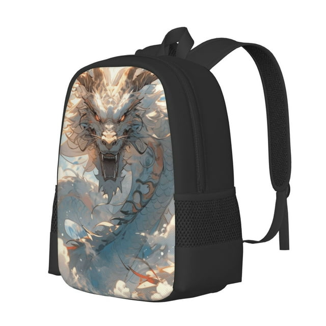 Bingfone Cool Cloud White Dragon for Simple Large Capacity Backpack, Adjustable Strap Backpack Travel Bag Sports Bag, Unisex