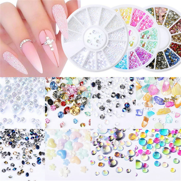 Keusn Rhinestones for Nail Art Decoration Foil Kit Nail Gems AB Clear Jewels Diamonds Acrylic Nail Supplies Accessories Crafts for Christmas Gifts