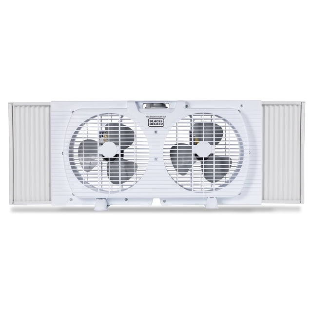 BLACK+DECKER BFW9M Ventilador de Ventana Doble de 9 In., 2 Velocidades, con Paneles Laterales Ajustables, Blanco, BFW9M