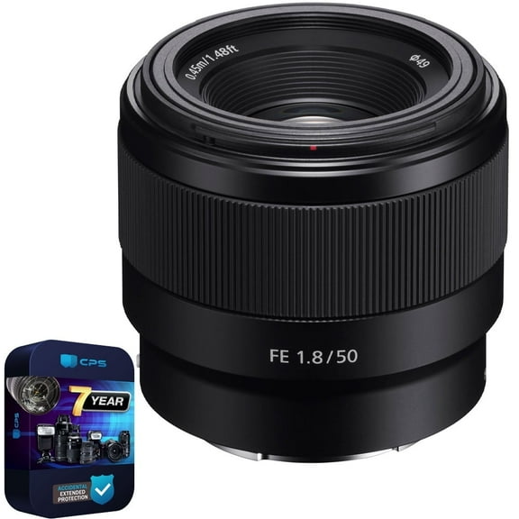 Sony SEL50F18F FE 50mm F1.8 Full-frame Prime E-Mount Lens Bundle with 7 Year CPS Enhanced Protection Plan