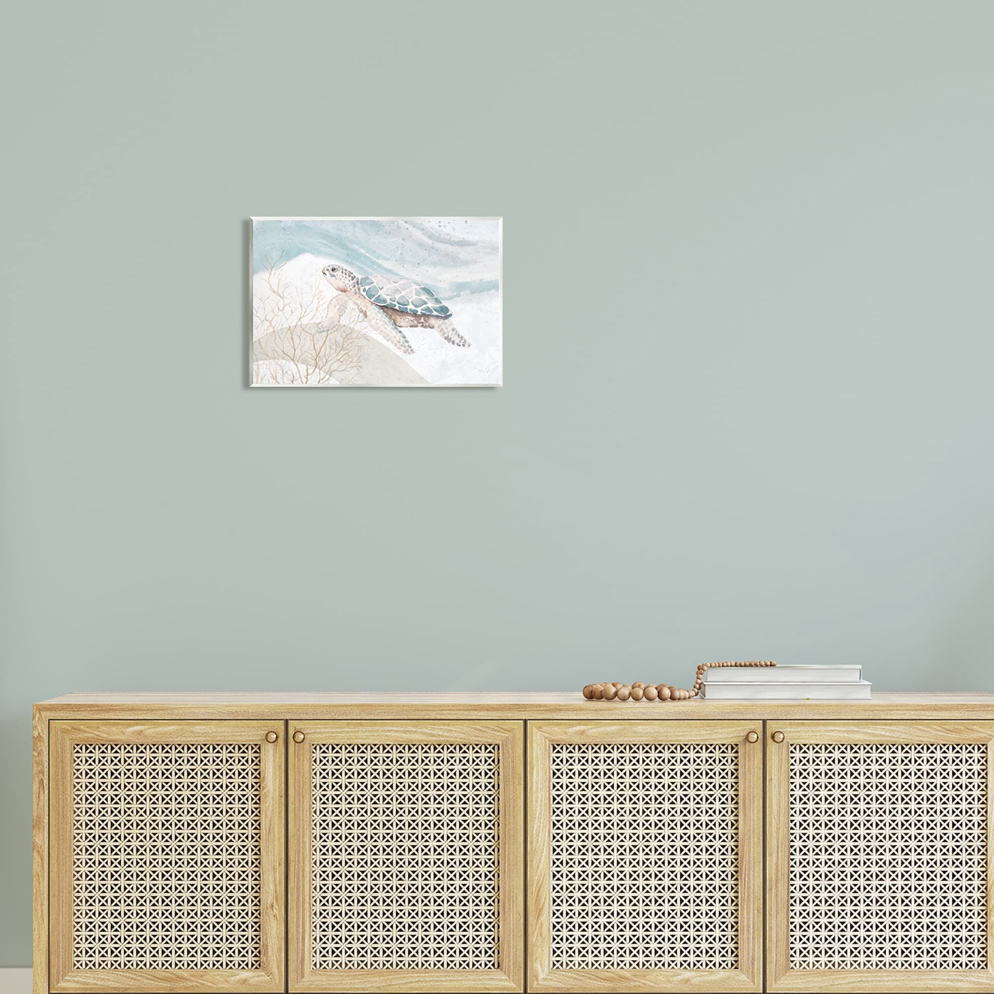 Stupell Industries Pleasant Sea Turtle Drifting Ocean Bubble Waves Painting Unframed Art Print Wall Art, Design by Patricia Pinto