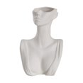 thumbnail image 4 of 7in White Ceramic Half Face Flower Vase, Cute Head Statue Small Vase,ceramics Statue Flower Vase Face Pots For Table Indoor Home Decor, 4 of 4