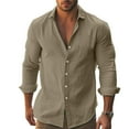 thumbnail image 4 of Camisa informal de manga corta de color liso para hombre con hebilla: corte holgado, poliéster ligero, botones, conjunto de pantalones cortos de playa - S-XXXL, 4 of 8