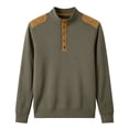 thumbnail image 2 of Ceisia Men's Loose Fit Long Sleeve Henley Shirts with Waffle Knit and Shoulder Color Block Patchwork, Stretch Blend Stand Collar Casual Tops Gifts, 2 of 5