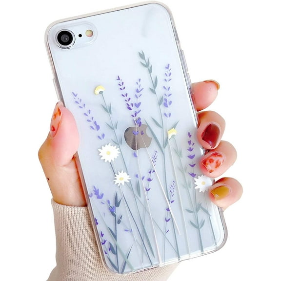 Compatible with iPhone 6Plus/6sPlus Case for Girls&Woman,Elegance Lovely Floral Flower Blooms Soft Clear TPU Rubber Gel Shock Absorption Protection Case for iPhone 6Plus/6sPlus 5.5''