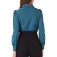 thumbnail image 3 of INSPIRE CHIC Leotard Shirt for Women's Collared Business Casual Button Down Long Sleeves Bodysuit Top S Lake Blue, 3 of 6