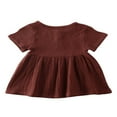 thumbnail image 2 of Bébé Filles Couleur Unie Bouton Manches Courtes Mini Robe 6M-3Y, 2 of 6