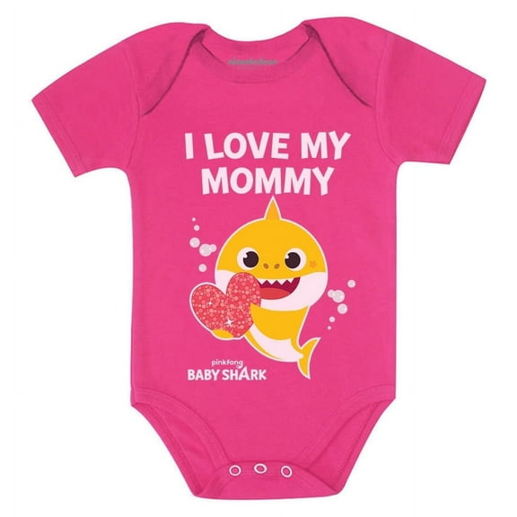 1st Mothers Day Baby Shark Doo Doo Doo Outfit Mom Gifts Baby Boy Girl Bodysuit Love My Mommy Wow pink NB (0-3M)