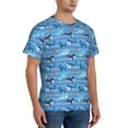 thumbnail image 4 of Yiaed Blue Fish Print Mens Short Sleeve Tight Fit T-Shirt, Crewneck Casual Tee-Medium, 4 of 5
