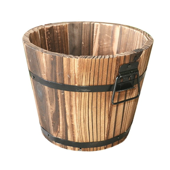 Ayyufe Flower Pot Rustic Succulent Planter Wooden Barrel Empty Flower Pot Container Garden Decor