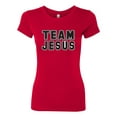 thumbnail image 2 of Wild Bobby Varsity Team Jesus Inspirational/Christian Women Slim Fit Junior Tee, Red, Small, 2 of 5